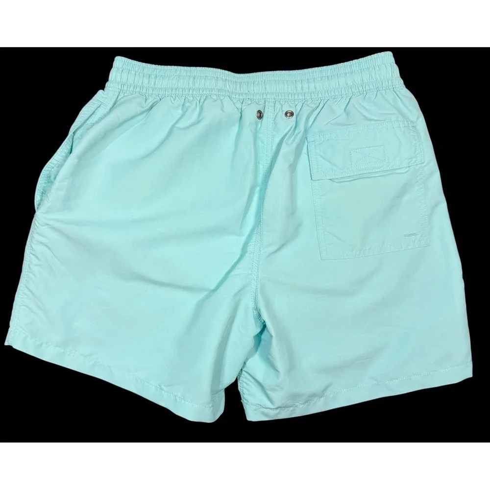 Polo Ralph Lauren Men's Teal Green Mesh Lined Swim Trunks Mid Rise Drawstring M